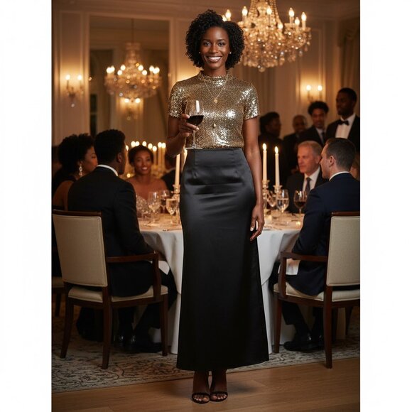 Teri Jon Dresses & Skirts - Rickie Freeman Teri Jon Maxi Skirt 6 Black 100% silk Formal Party Cruise Wedding
